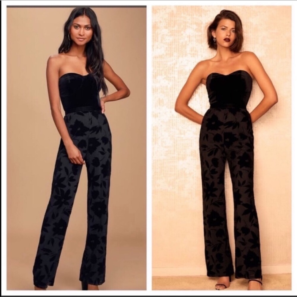 Lulu’s love About Black Strapless Jumpsuit NEW